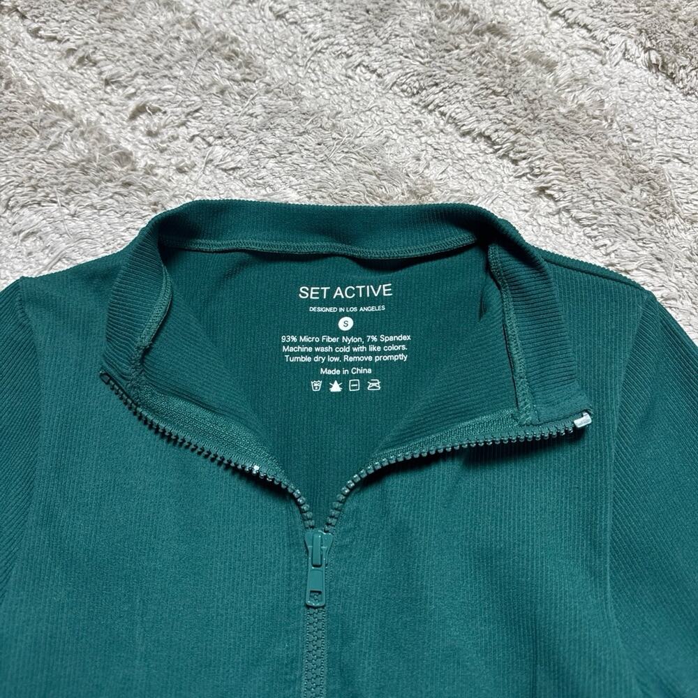 SET ACTIVE Cropped Ribbed Zip Up Jacket - Picture 4 of 5